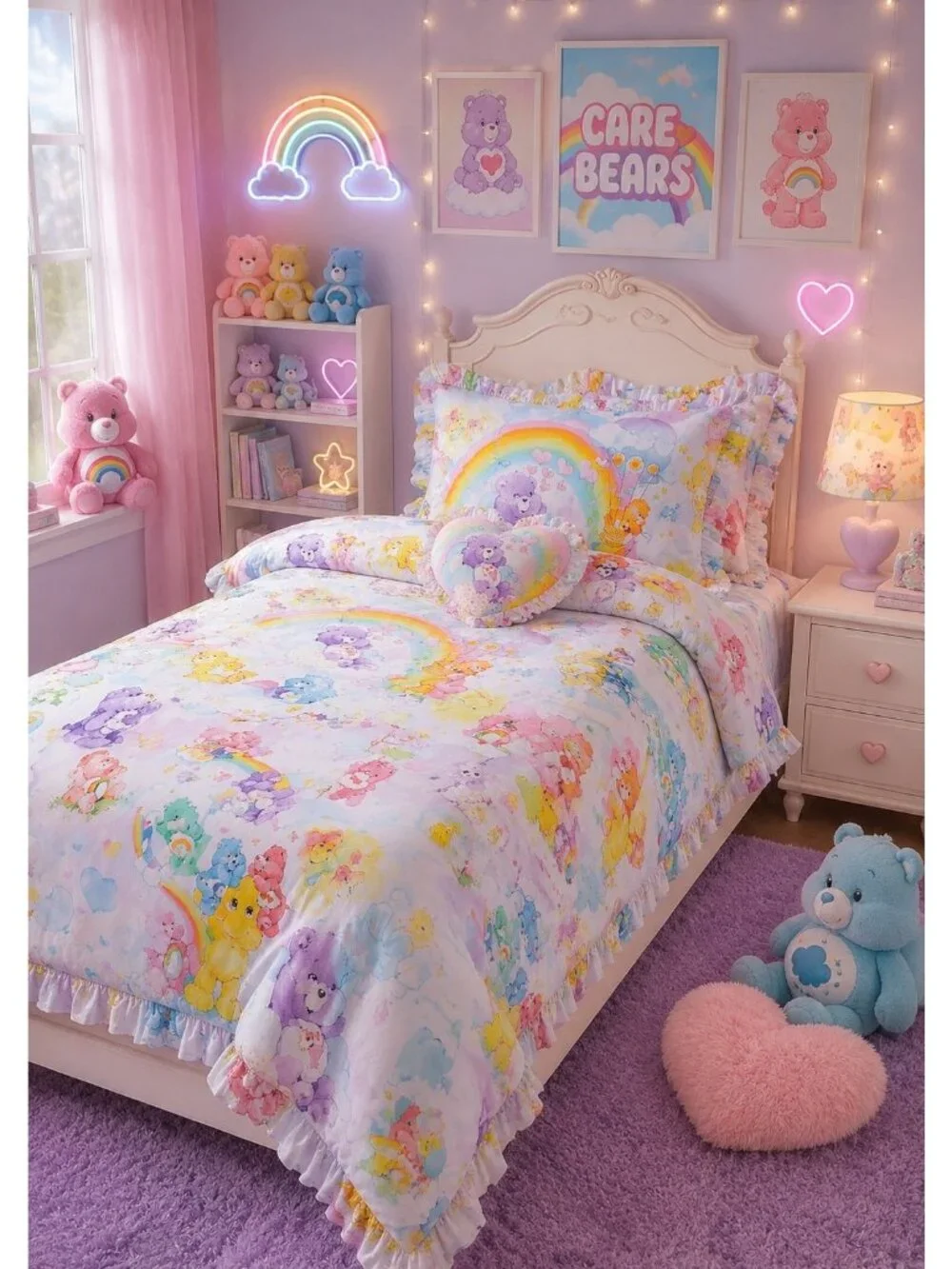 NWT Dolls Kill X Care Bears Twin XL Twin Duvet & Sham Bedding Set Read